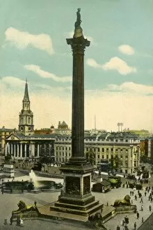 Viscount Nelson Gallery: Nelsons Column and Trafalgar Square, London, c1910. Creator: Unknown