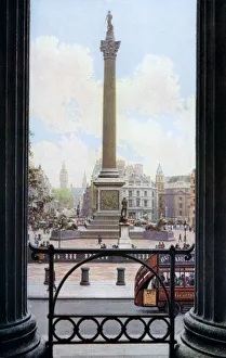 Nelsons Column and Trafalgar Square from the terrace of the National Gallery, London, c1930s. Artist: Spencer Arnold Nelsons Column and Trafalgar Square from the terrace of the National Gallery, London, c1930s. Artist: Spencer Arnold