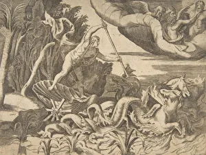 Neptune in his Chariot being drawn by seahorses, from the Division of the Universe, 1 Neptune in his Chariot being drawn by seahorses, from the Division of the Universe, 1