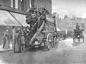 New Bridge Market - Struggle for the Bus, 1891. Artist: William Luker New Bridge Market - Struggle for the Bus, 1891. Artist: William Luker