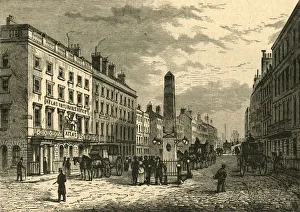 New Bridge Street Gallery: New Bridge Street and the Obelisk in 1755, (1897). Creator: Unknown