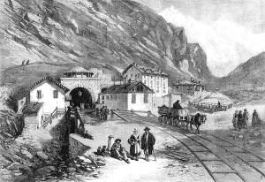 Civil Engineering History Prints: The new overland route to India: the tunnel railway tunnel under Mont Cenis - south end