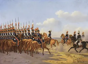 Nicholas I and his entourage reviewing the Life Guards Lancer (Ulansky) His Majestys Regiment, 1846 Nicholas I and his entourage reviewing the Life Guards Lancer (Ulansky) His Majestys Regiment, 1846