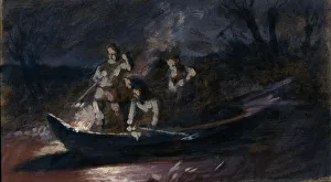 Night spear fishing, 1870s. Artist: Perov, Vasili Grigoryevich (1834-1882) Night spear fishing, 1870s. Artist: Perov, Vasili Grigoryevich (1834-1882)