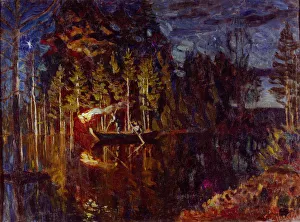 Night spear fishing in spring, 1916. Artist: Zhukovsky, Stanislav Yulianovich (1873-1944) Night spear fishing in spring, 1916. Artist: Zhukovsky, Stanislav Yulianovich (1873-1944)