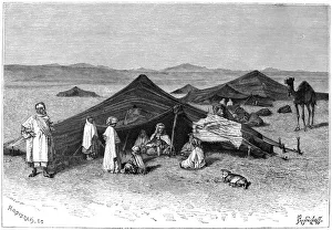 Nomad encampment, Sahara, c1890. Artist: Hildibrand Nomad encampment, Sahara, c1890. Artist: Hildibrand