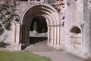 Norman Arch leading to cloisters, Dryburgh Abbey, Berwick-shire, Scotland, 20th century Norman Arch leading to cloisters, Dryburgh Abbey, Berwick-shire, Scotland, 20th century