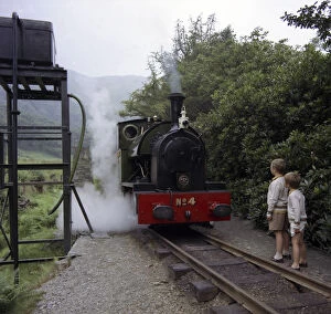 Number 4 engine at the Dolgoch falls stop on the The Talyllyn railway, Snowdonia, Wales, 1969