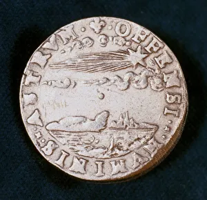 Obverse of a medal commemorating the bright comet of 1577 Obverse of a medal commemorating the bright comet of 1577