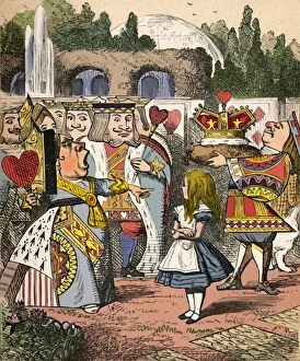 Colorised Gallery: Off with her head! Alice and the Red Queen, 1889. Artist: John Tenniel