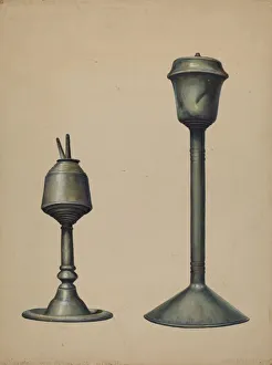 Two Oil Lamps, c. 1938. Creator: Walter Hochstrasser Two Oil Lamps, c. 1938. Creator: Walter Hochstrasser