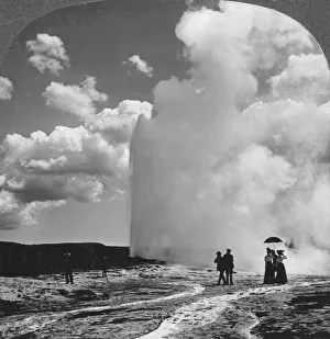 Old Faithful geyser, Yellowstone National Park, USA, early 19th century Old Faithful geyser, Yellowstone National Park, USA, early 19th century