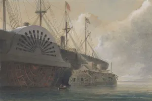 The Old Frigate Iris with Her Freight of Cable Alongside the Great Eastern at Sheerness The Old Frigate Iris with Her Freight of Cable Alongside the Great Eastern at Sheerness