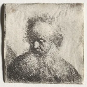 Old Man with a Flowing Beard: Bust, 1631. Creator: Rembrandt van Rijn (Dutch, 1606-1669) Old Man with a Flowing Beard: Bust, 1631. Creator: Rembrandt van Rijn (Dutch, 1606-1669)