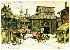 Russian Winter Gallery: Old Moscow. The Wooden City, 1902. Artist: Vasnetsov, Appolinari Mikhaylovich (1856-1933)