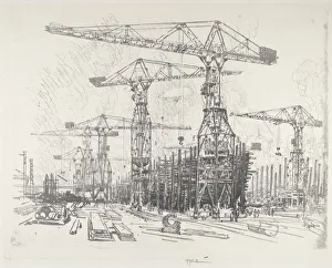 The Old Shipyard, 1916. Creator: Joseph Pennell The Old Shipyard, 1916. Creator: Joseph Pennell