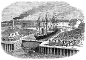 British Shipbuilding History Prints: Opening of a new graving-dock at Jarrow, on the Tyne, 1865. Creator: Unknown