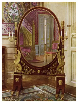 Oval mirror and bed of Napoleon I, 1911-1912.Artist: Edwin Foley Oval mirror and bed of Napoleon I, 1911-1912.Artist: Edwin Foley