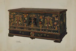 Pa. German Painted Chest, c. 1938. Creator: Frances Lichten Pa. German Painted Chest, c. 1938. Creator: Frances Lichten