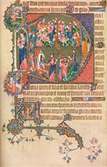 Latin Script Gallery: A Page from the Egerton Bohun Psalter-Hours, (1370), 1937