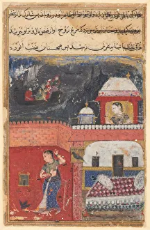 Page from Tales of a Parrot (Tuti-nama): First night: Khujasta kills the pet myna Page from Tales of a Parrot (Tuti-nama): First night: Khujasta kills the pet myna