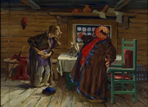 A patient came to the Deacon..., c. 1910. Artist: Afanasyev, Aleksei Fyodorovich (1850-1920) A patient came to the Deacon..., c. 1910. Artist: Afanasyev, Aleksei Fyodorovich (1850-1920)