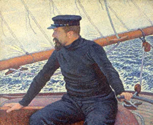 Paul Signac on his boat. Artist: Rysselberghe, Theo van (1862-1926)