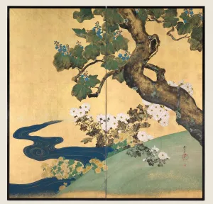 Paulownias and Chrysanthemums, late 1700s-early 1800s. Creator: Sakai Hoitsu (Japanese Paulownias and Chrysanthemums, late 1700s-early 1800s. Creator: Sakai Hoitsu (Japanese
