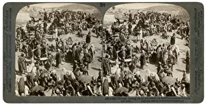 People coming up tp Jerusalem for sacrifice, outside the eastern wall, 1900.Artist: Underwood & Underwood People coming up tp Jerusalem for sacrifice, outside the eastern wall, 1900.Artist: Underwood & Underwood