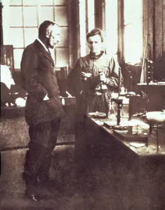 Pierre and Marie Curie in their Laboratory, pub. 1898 (photograph) Pierre and Marie Curie in their Laboratory, pub. 1898 (photograph)