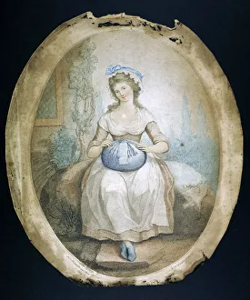 Pillow lace maker, late 18th-early 19th century. Artist: WN Gardner Pillow lace maker, late 18th-early 19th century. Artist: WN Gardner