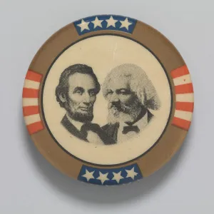 Pinback button featuring Abraham Lincoln and Frederick Douglass, 1960s. Creator: Unknown Pinback button featuring Abraham Lincoln and Frederick Douglass, 1960s. Creator: Unknown