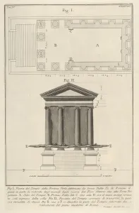 Plan and facade of the Temple of Fortuna Virilis (Tempio della Fortuna Virile) Plan and facade of the Temple of Fortuna Virilis (Tempio della Fortuna Virile)