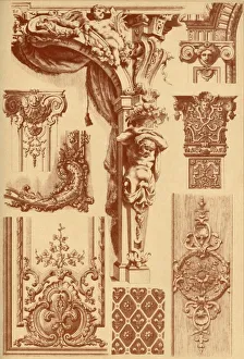 Plaster ornaments, France, 17th and 18th centuries, (1898). Creator: Unknown Plaster ornaments, France, 17th and 18th centuries, (1898). Creator: Unknown