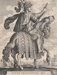 Plate 10: Emperor Titus on Horseback, from The First Twelve Roman Caesars after Tempe Plate 10: Emperor Titus on Horseback, from The First Twelve Roman Caesars after Tempe