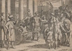Plate 2: Alexander Cutting the Gordian Knot, from The Deeds of Alexander the Great, 1608 Plate 2: Alexander Cutting the Gordian Knot, from The Deeds of Alexander the Great, 1608