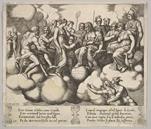 Plate 30: Venus and Cupid pleading their case in the presence of Jupiter and other Gods Plate 30: Venus and Cupid pleading their case in the presence of Jupiter and other Gods