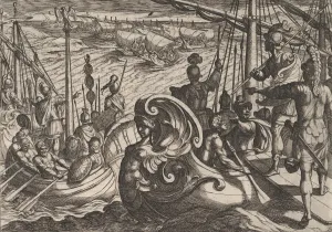 Plate 33: Dutch and Roman Flotillas on the Rhine, from The War of the Romans Against the Plate 33: Dutch and Roman Flotillas on the Rhine, from The War of the Romans Against the