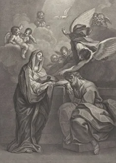 Plate 6: Saint Joseph's dream, with the Virgin Mary at left Plate 6: Saint Joseph's dream, with the Virgin Mary at left