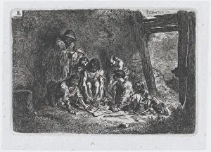 Plate 8: a group of figures some of whom are playing a game Plate 8: a group of figures some of whom are playing a game
