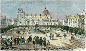 Plaza of Guadalajara, in the state of Jalisco, Mexico, c1880. Artist: Unknown Plaza of Guadalajara, in the state of Jalisco, Mexico, c1880. Artist: Unknown