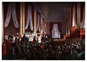 Pontifical ceremonies. Cardinals Dinner. Color engraving from 1871 Pontifical ceremonies. Cardinals Dinner. Color engraving from 1871