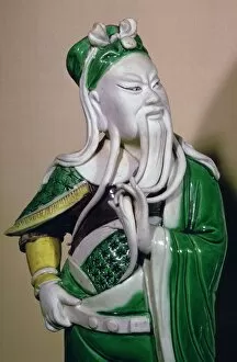 A porcelain figure of Kuan-ti, a war-god, 17th century