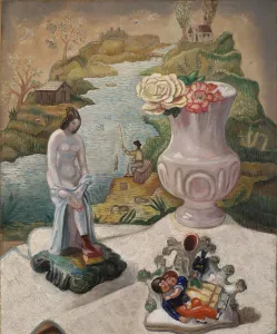 Porcelain Figures and Flowers. Artist: Sudeykin, Sergei Yurievich (1882-1946) Porcelain Figures and Flowers. Artist: Sudeykin, Sergei Yurievich (1882-1946)