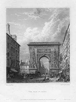 The Porte Saint-Denis, Paris, France, 1820. Artist: Henry Hobson The Porte Saint-Denis, Paris, France, 1820. Artist: Henry Hobson