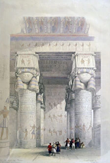 Images Dated 9th February 2007: Portico of the Temple of Dendera, 19th century. Artist: David Roberts