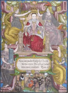 Portrait of Elizabeth I of England with crown, 1572. Artist: Anonymous Portrait of Elizabeth I of England with crown, 1572. Artist: Anonymous