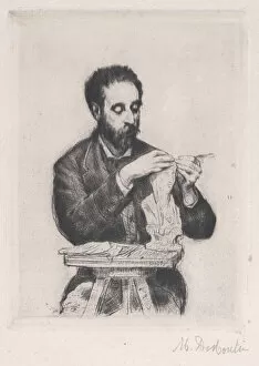 Desboutin Marcellin Gilbert Gallery: Portrait of Emile Soldi, 1876. Creator: Marcellin-Gilbert Desboutin