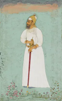 Portrait of Ibrahim Adil Shah II of Bijapur, Folio from the Shah Jahan Album, verso: ca Portrait of Ibrahim Adil Shah II of Bijapur, Folio from the Shah Jahan Album, verso: ca