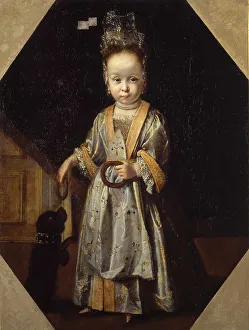 Portrait of little girl with puppy. Artist: Cittadini, Pierfrancesco (1616-1681) Portrait of little girl with puppy. Artist: Cittadini, Pierfrancesco (1616-1681)